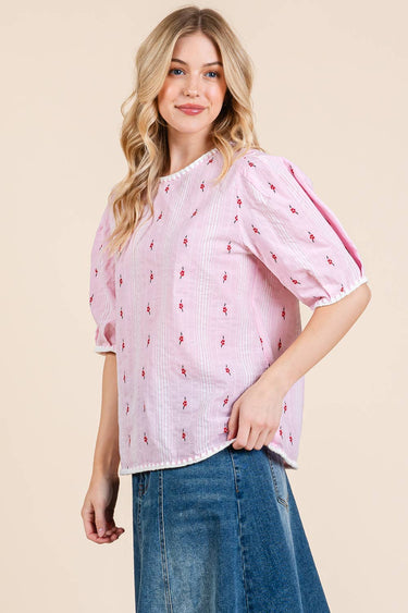 Floral Short Sleeved Blouse,